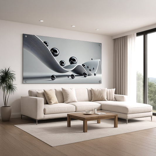 תמונת זכוכית גל כסוף מודרני