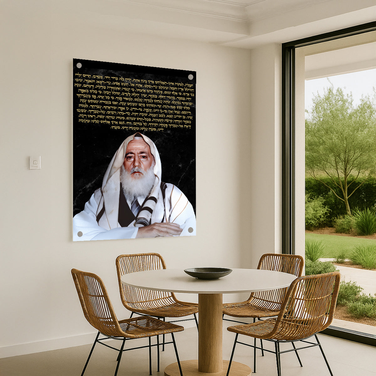 תפילה למשה – רב צדיק על גבי זכוכית מעוצבת בשיש שחור תמונות זכוכית לסלון תמונות לבית תמונות קיר הדפסה על זכוכית
