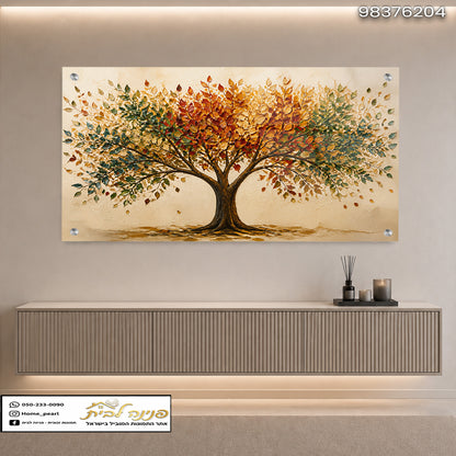 תמונה של עץ צבעוני בסלון מודרני