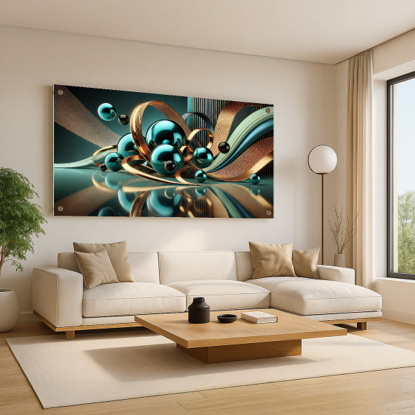 תמונת זכוכית טורקיז וזהב מודרנית