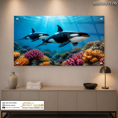 תמונה מעוצבת של דולפינים בחדר מגניב