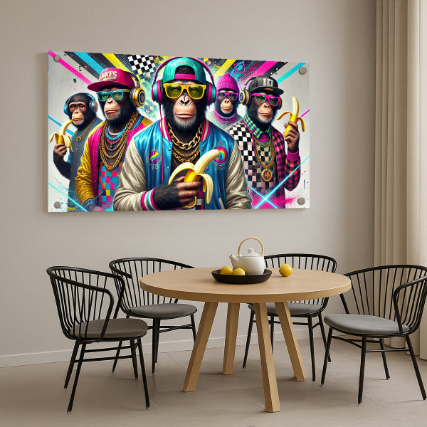 קופים צבעוניים בסגנון רחוב - תמונות זכוכית