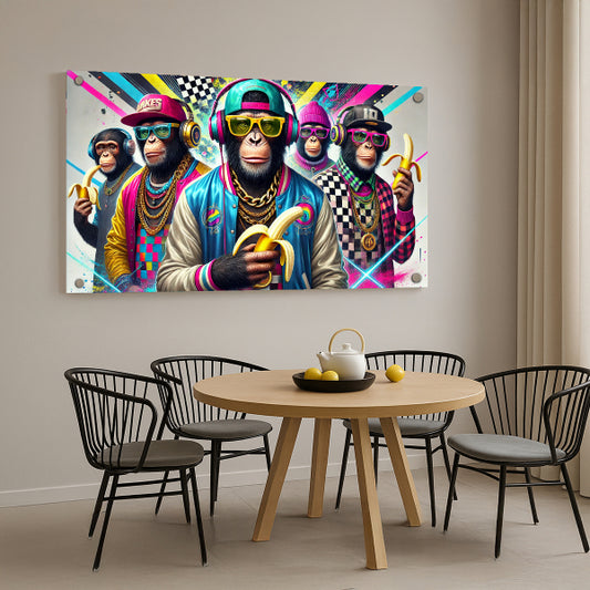 קופים צבעוניים בסגנון רחוב - תמונות זכוכית