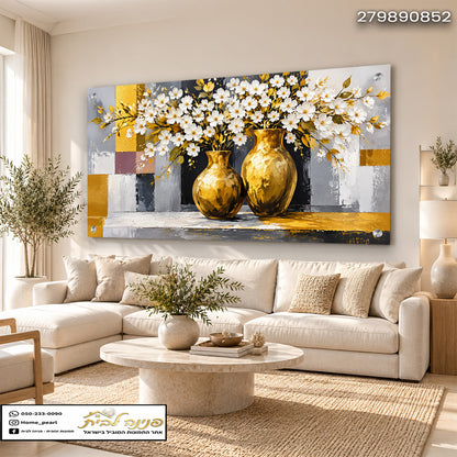 זוג vase עם פרחים בעיצוב ייחודי בחדר מגונן - תמונות לבית