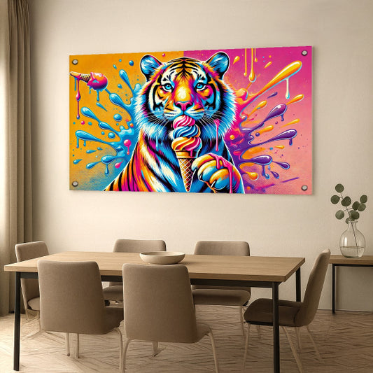 טיגריס צבעוני עם גלידה – תמונות נוי