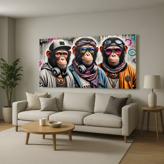 שלושה קופים אורבניים עם משקפיים – תמונות נוי